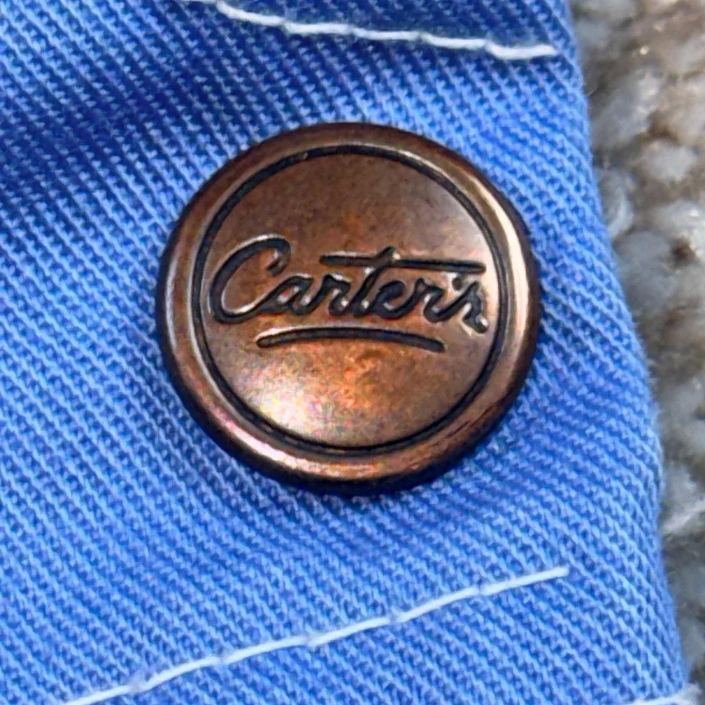 Vintage Carters 2T Blue Overalls Made in USA Bibs‎ Contrast Stitch T281